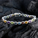 Multi Gemstone Remembrance Day Classic multicolor 925 Silver Tennis Bracelet