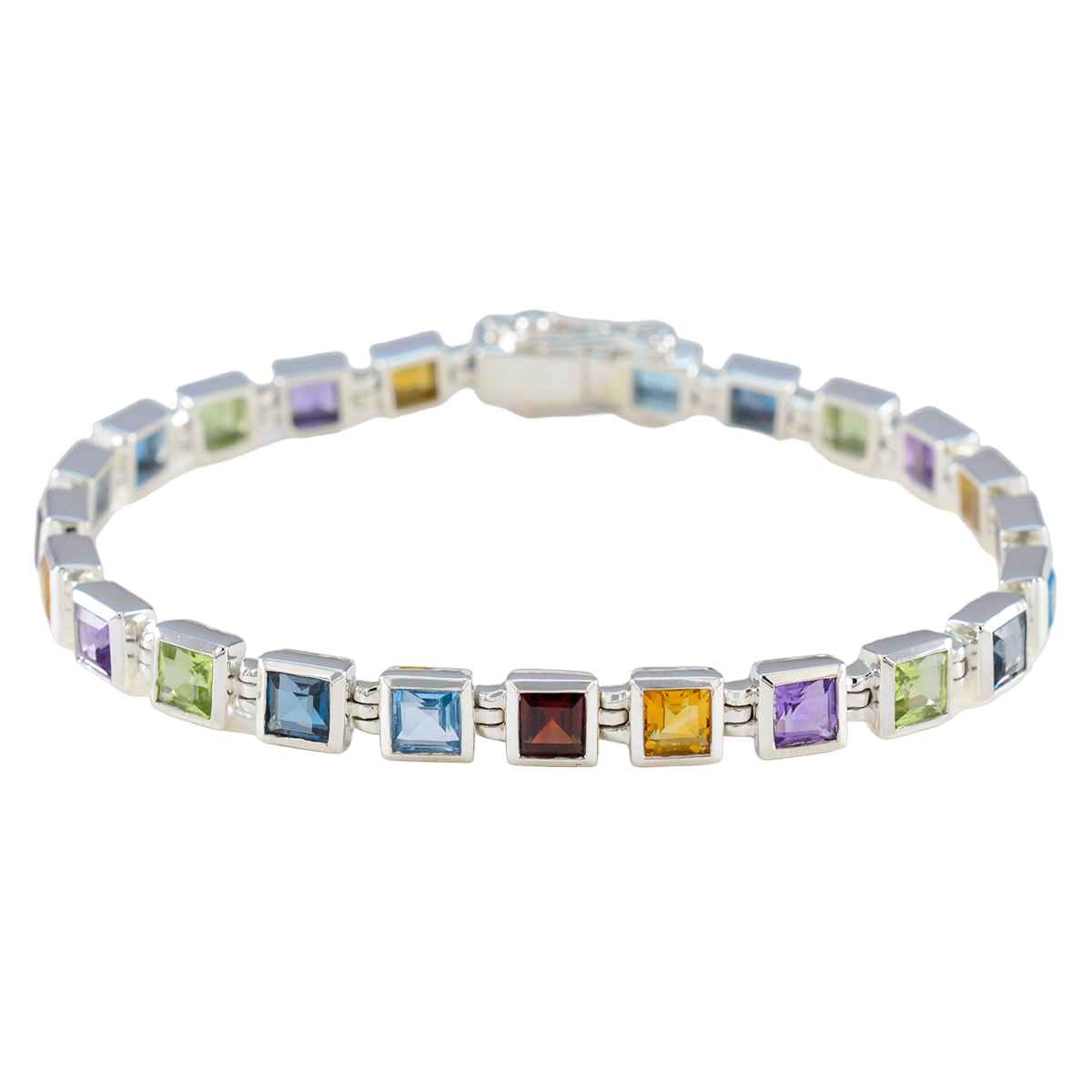 Multi Gemstone Remembrance Day Classic multicolor 925 Silver Tennis Bracelet メイン画像