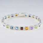 Multi Gemstone Remembrance Day Classic multicolor 925 Silver Tennis Bracelet