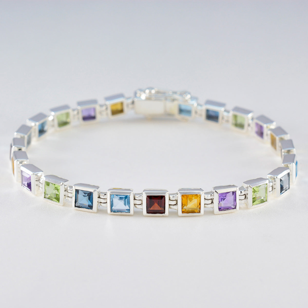 Multi Gemstone Remembrance Day Classic multicolor 925 Silver Tennis Bracelet