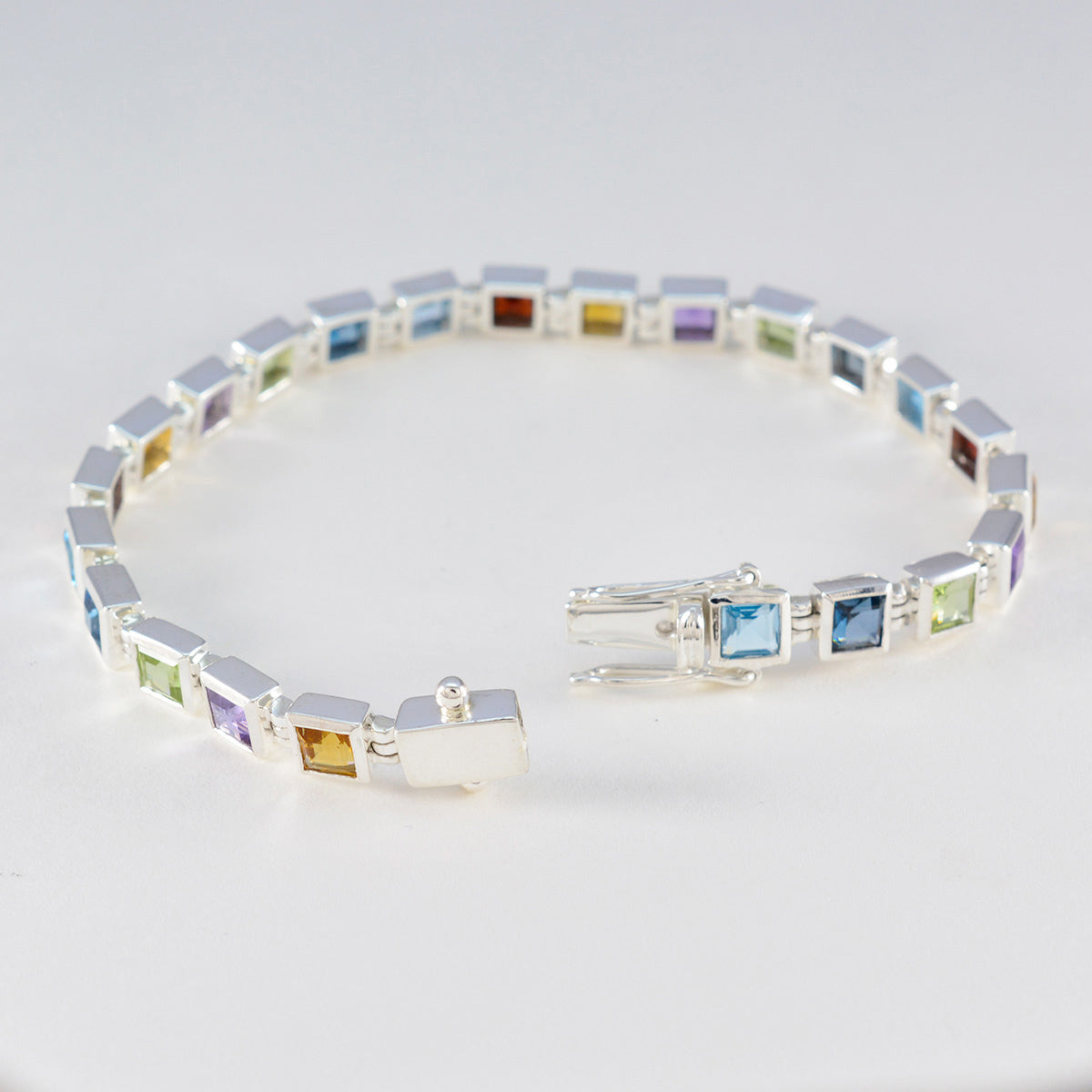 Multi Gemstone Remembrance Day Classic multicolor 925 Silver Tennis Bracelet