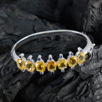 Citrine San Fermin Festival Versatile Yellow 925 Silver Hinged Bangle Bracelet