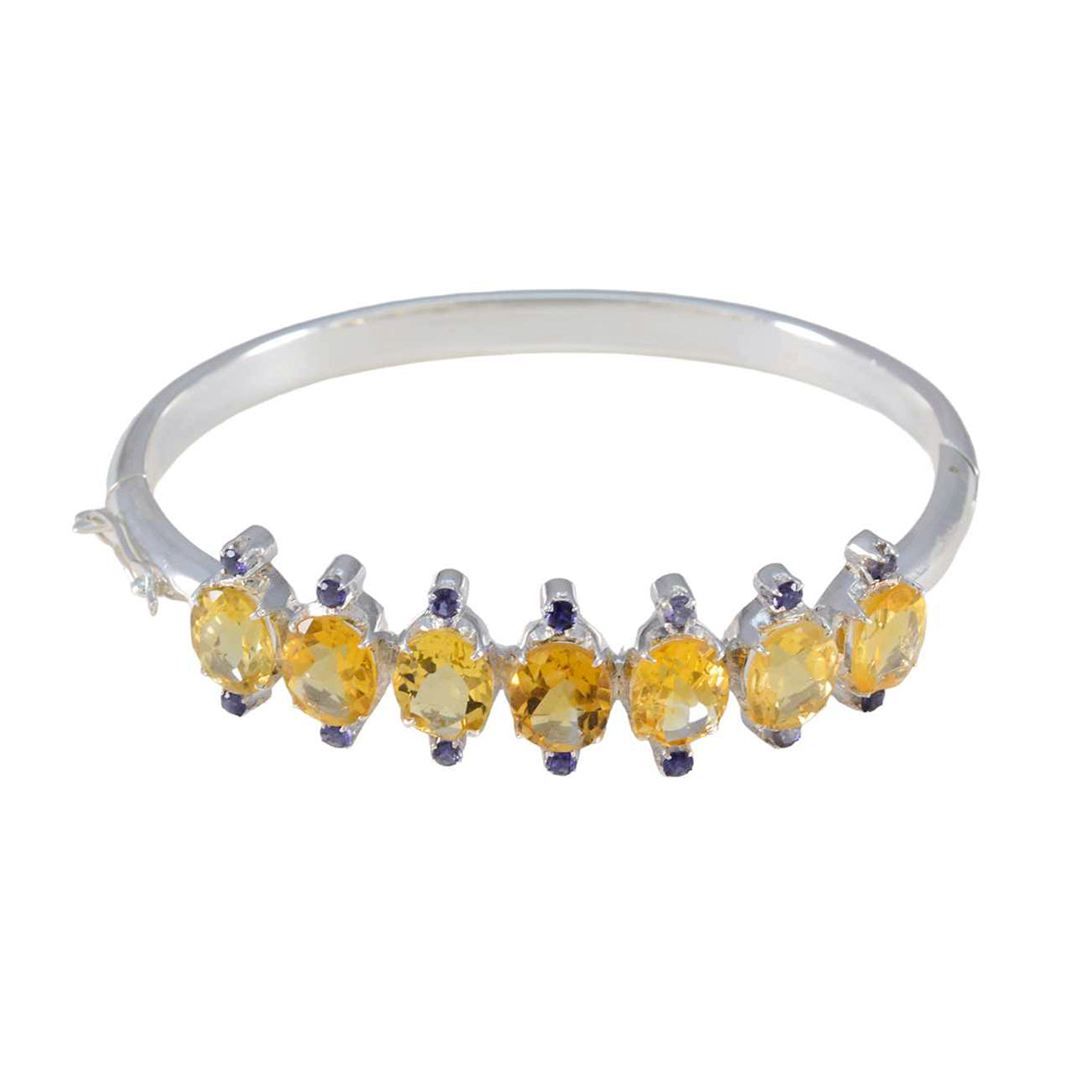 Citrine San Fermin Festival Versatile Yellow 925 Silver Hinged Bangle Bracelet Main image