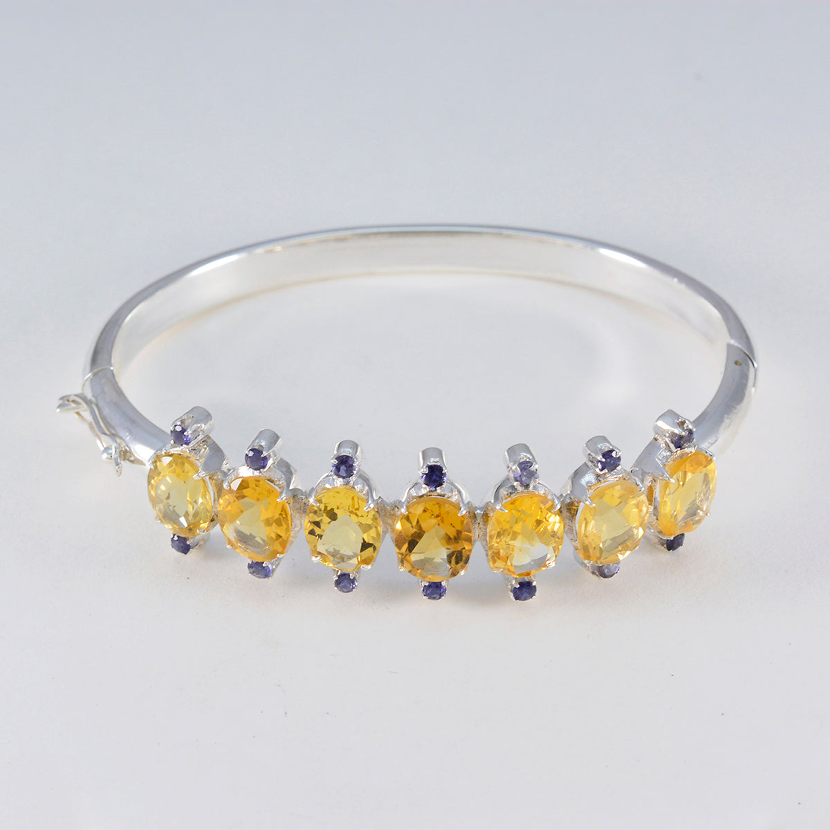 Citrine San Fermin Festival Versatile Yellow 925 Silver Hinged Bangle Bracelet Secondary image