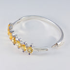Citrine San Fermin Festival Versatile Yellow 925 Silver Hinged Bangle Bracelet