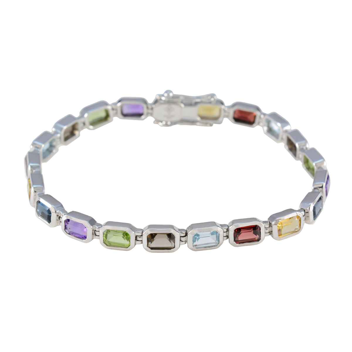Multi Gemstone Random Act of Kindness Day Minimal multicolor Sterling Silver Tennis Bracelet