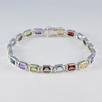 Multi Gemstone Random Act of Kindness Day Minimal multicolor Sterling Silver Tennis Bracelet