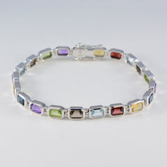 Multi Gemstone Random Act of Kindness Day Minimal multicolor Sterling Silver Tennis Bracelet