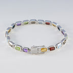 Multi Gemstone Random Act of Kindness Day Minimal multicolor Sterling Silver Tennis Bracelet