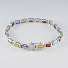 Multi Gemstone Random Act of Kindness Day Minimal multicolor Sterling Silver Tennis Bracelet