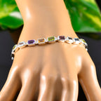Multi Gemstone Read a Book Day Minimal multicolor 92.5 Silver Tennis Bracelet