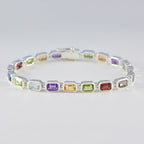 Multi Gemstone Read a Book Day Minimal multicolor 92.5 Silver Tennis Bracelet