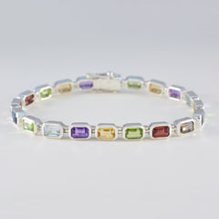 Multi Gemstone Read a Book Day Minimal multicolor 92.5 Silver Tennis Bracelet