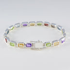 Multi Gemstone Read a Book Day Minimal multicolor 92.5 Silver Tennis Bracelet