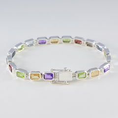 Multi Gemstone Read a Book Day Minimal multicolor 92.5 Silver Tennis Bracelet
