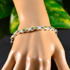 Peridot Semana Blanca Eye-catching Green Silver Tennis Bracelet