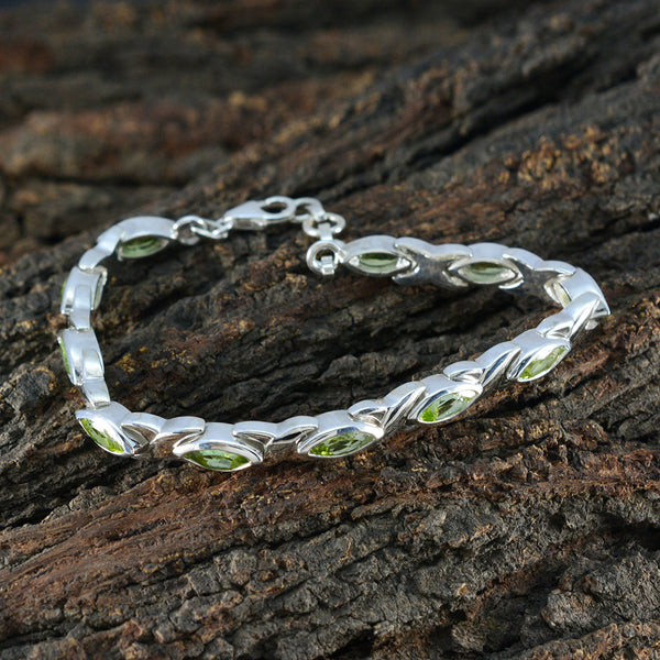 Peridot Semana Blanca Eye-catching Green Silver Tennis Bracelet