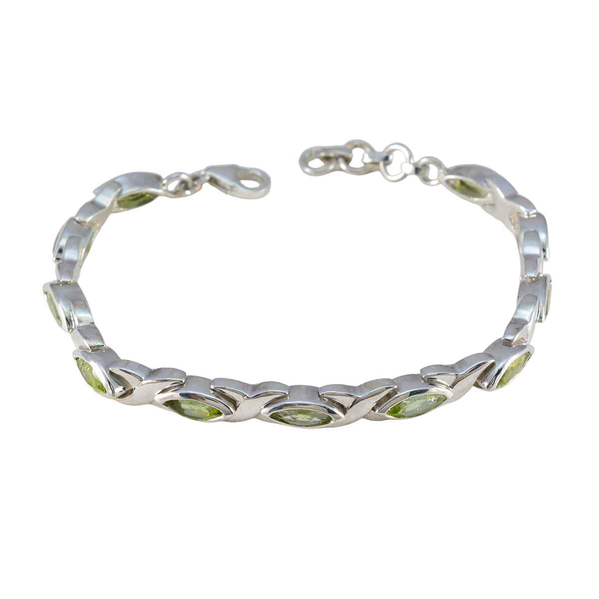 Peridot Semana Blanca Eye-catching Green Silver Tennis Bracelet Imagen principal del producto