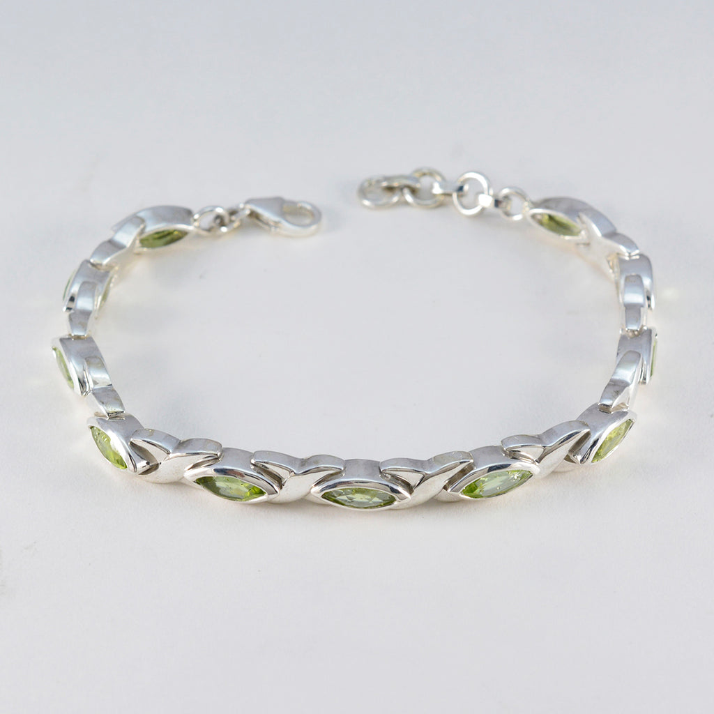 Peridot Semana Blanca Eye-catching Green Silver Tennis Bracelet