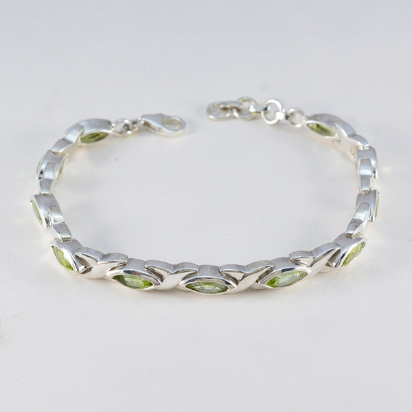Peridot Semana Blanca Eye-catching Green Silver Tennis Bracelet