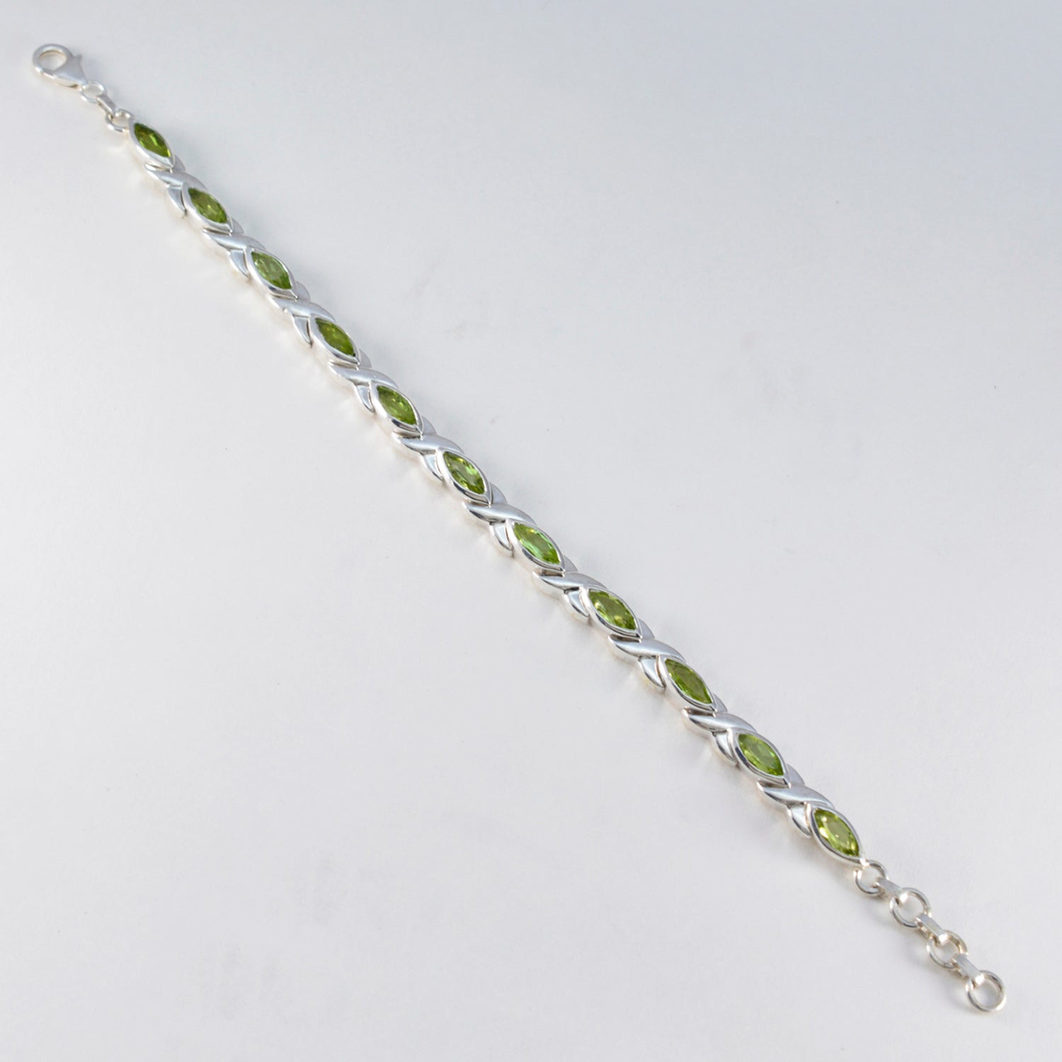 Peridot Semana Blanca Eye-catching Green Silver Tennis Bracelet