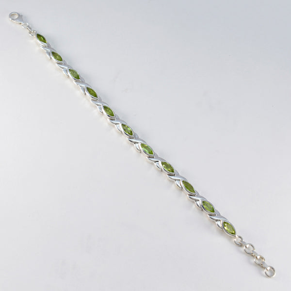 Peridot Semana Blanca Eye-catching Green Silver Tennis Bracelet