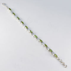 Bracelet tennis vert accrocheur en argent et péridot Semana Blanca