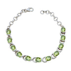 Peridot Sentimental Slim Green Sterling Silver Links Bracelet