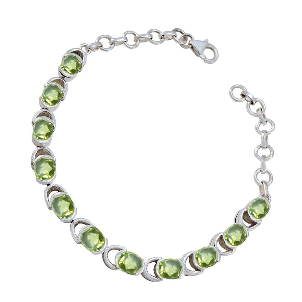 Peridot Sentimental Slim Green Sterling Silver Links Bracelet