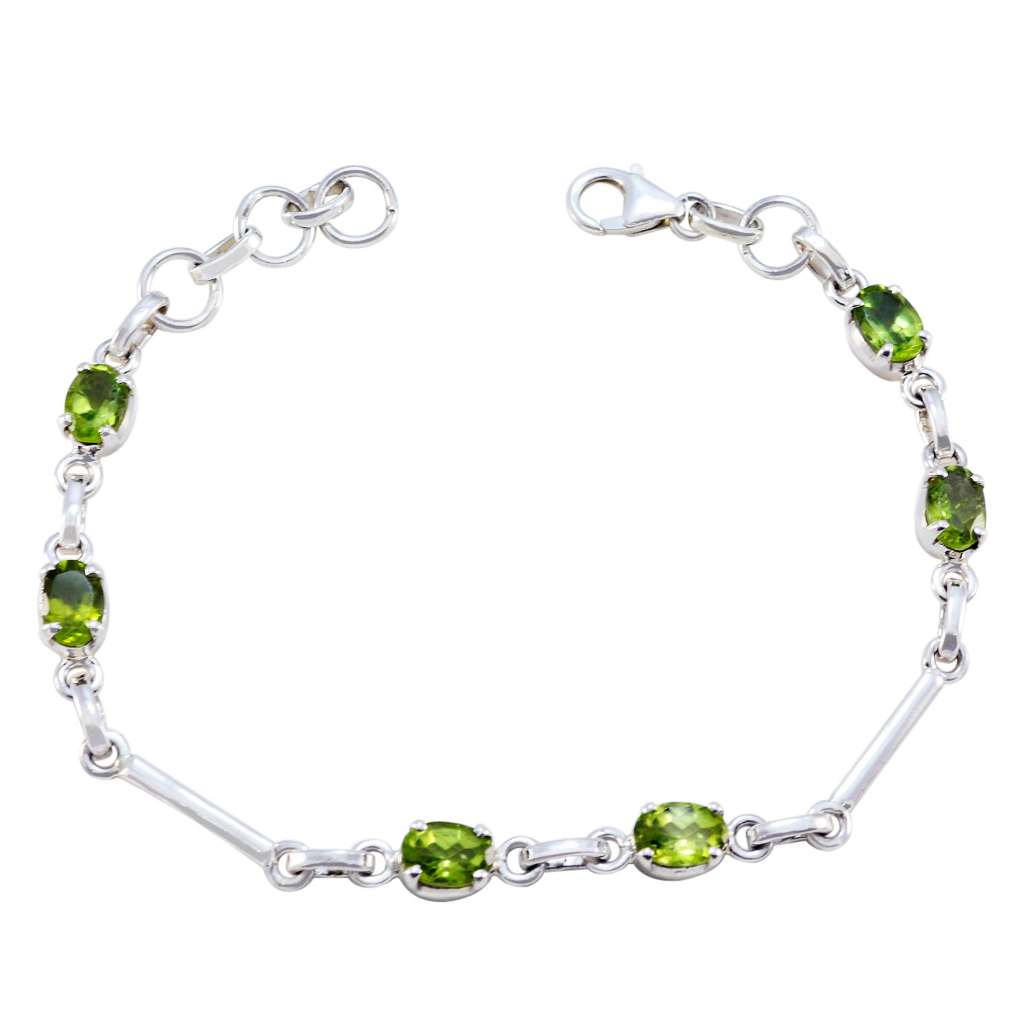 Peridot Seville Fair Delicate Green 925 Silver Links Bracelet Imagen principal del producto