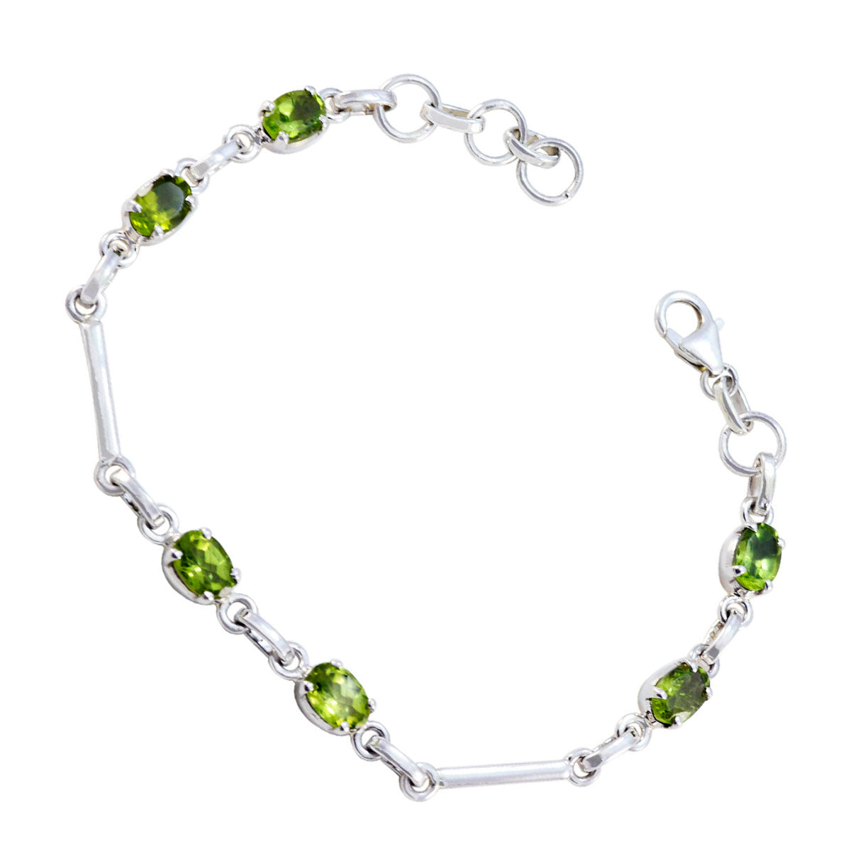 Bracelet à maillons délicats en argent 925 vert péridot de Séville Image secondaire du produit