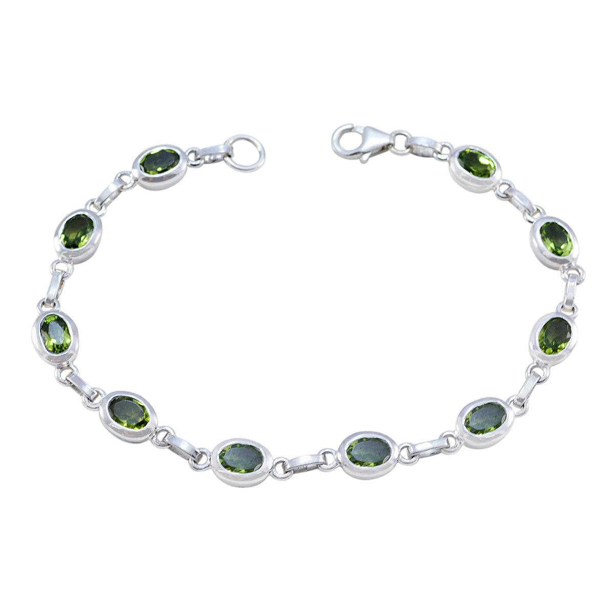 Peridot Shopee 10.10 Slim Green Silver Links Bracelet Image principale du produit