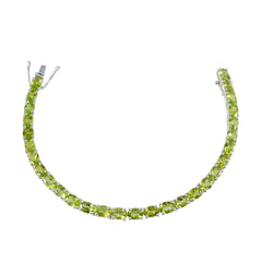 Peridot Shortbread Day Eye-catching Green Sterling Silver Tennis Bracelet