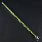 Peridot Shortbread Day Eye-catching Green Sterling Silver Tennis Bracelet