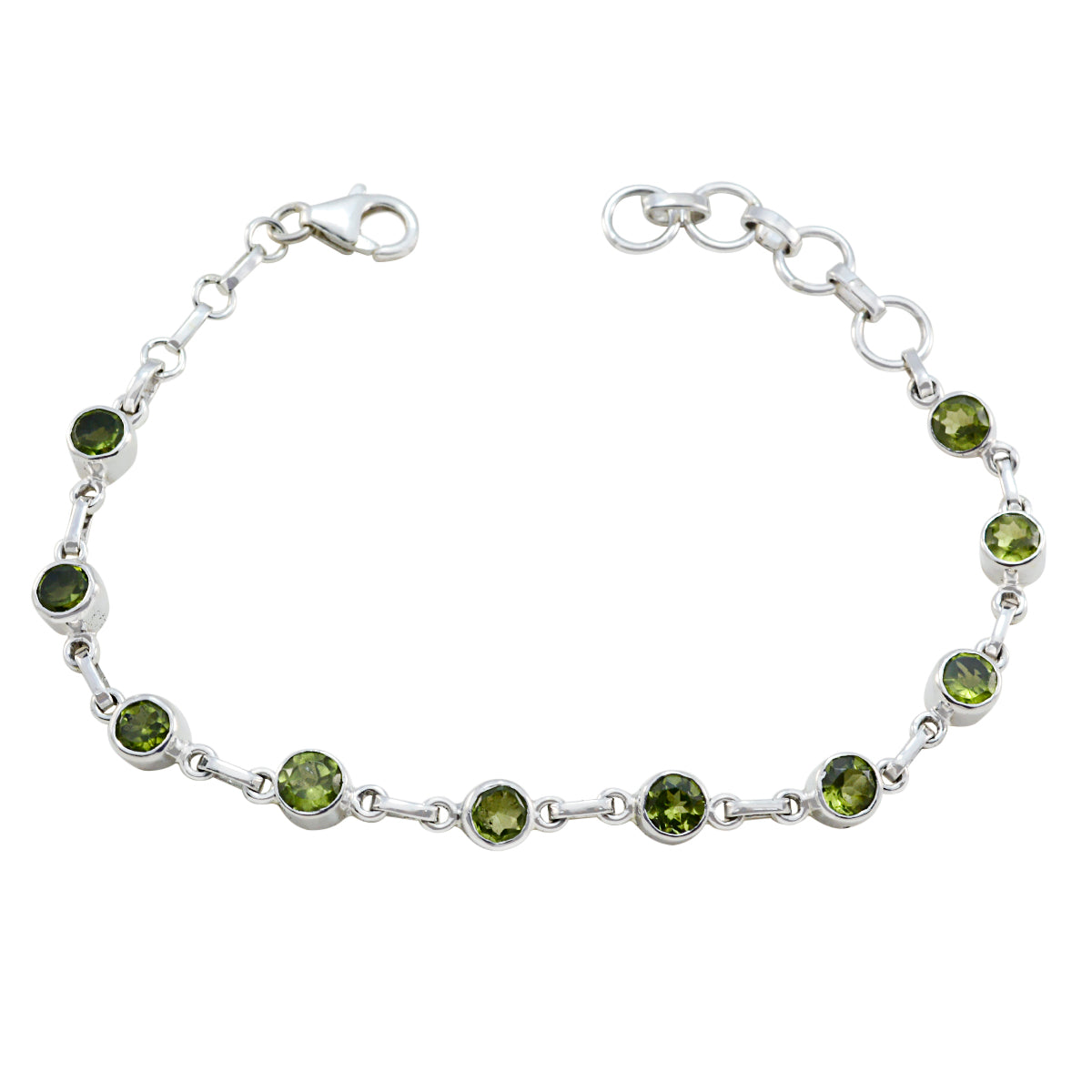 Peridot Shortest Day of the Year Elegant Green 925 Silver Links Bracelet Главное изображение товара