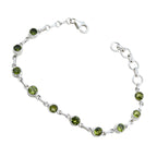 Peridot Shortest Day of the Year Elegant Green 925 Silver Links Bracelet