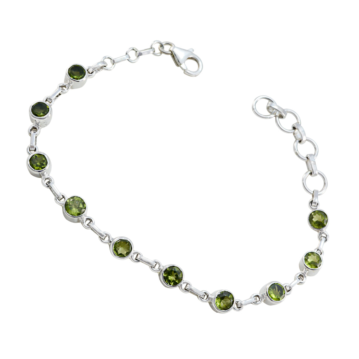 Peridot Shortest Day of the Year Elegant Green 925 Silver Links Bracelet