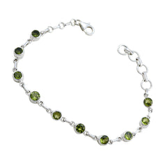 Peridot Shortest Day of the Year Elegant Green 925 Silver Links Bracelet