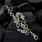 Peridot Showstopper Dainty Green Silver Links Bracelet