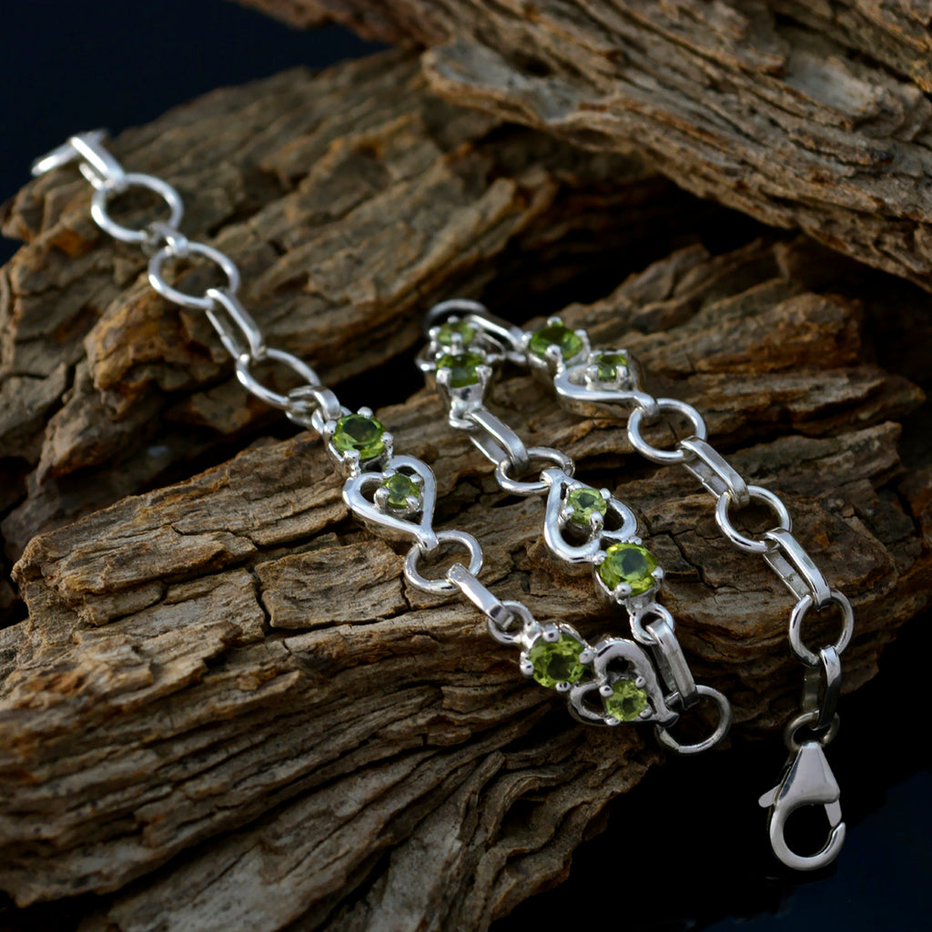 Peridot Showstopper Dainty Green Silver Links Bracelet