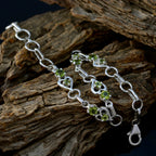 Peridot Showstopper Dainty Green Silver Links Bracelet
