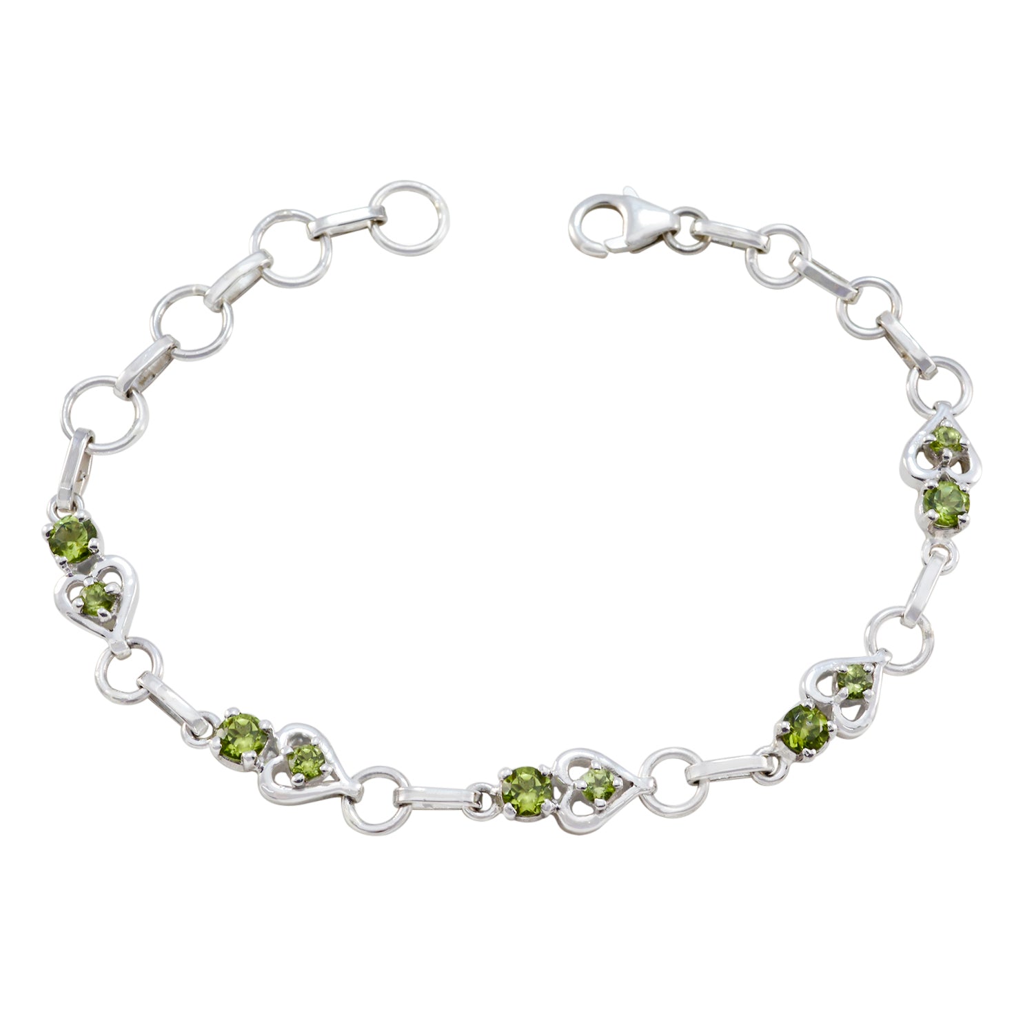 Peridot Showstopper Dainty Green Silver Links Bracelet Image principale du produit