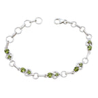 Peridot Showstopper Dainty Green Silver Links Bracelet