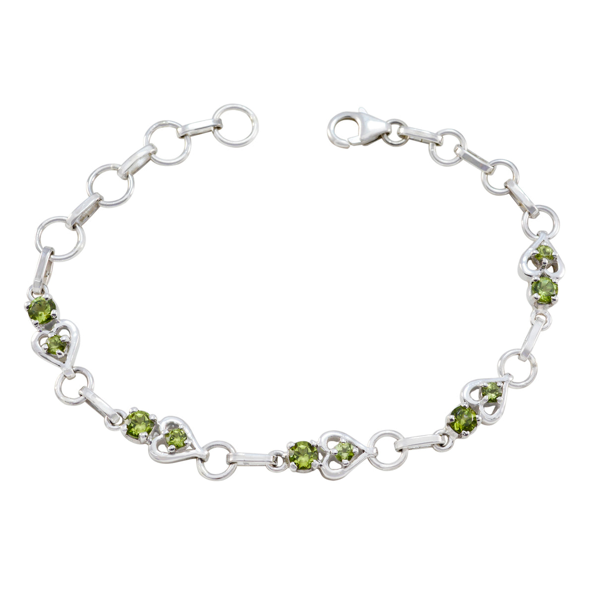 Peridot Showstopper Dainty Green Silver Links Bracelet