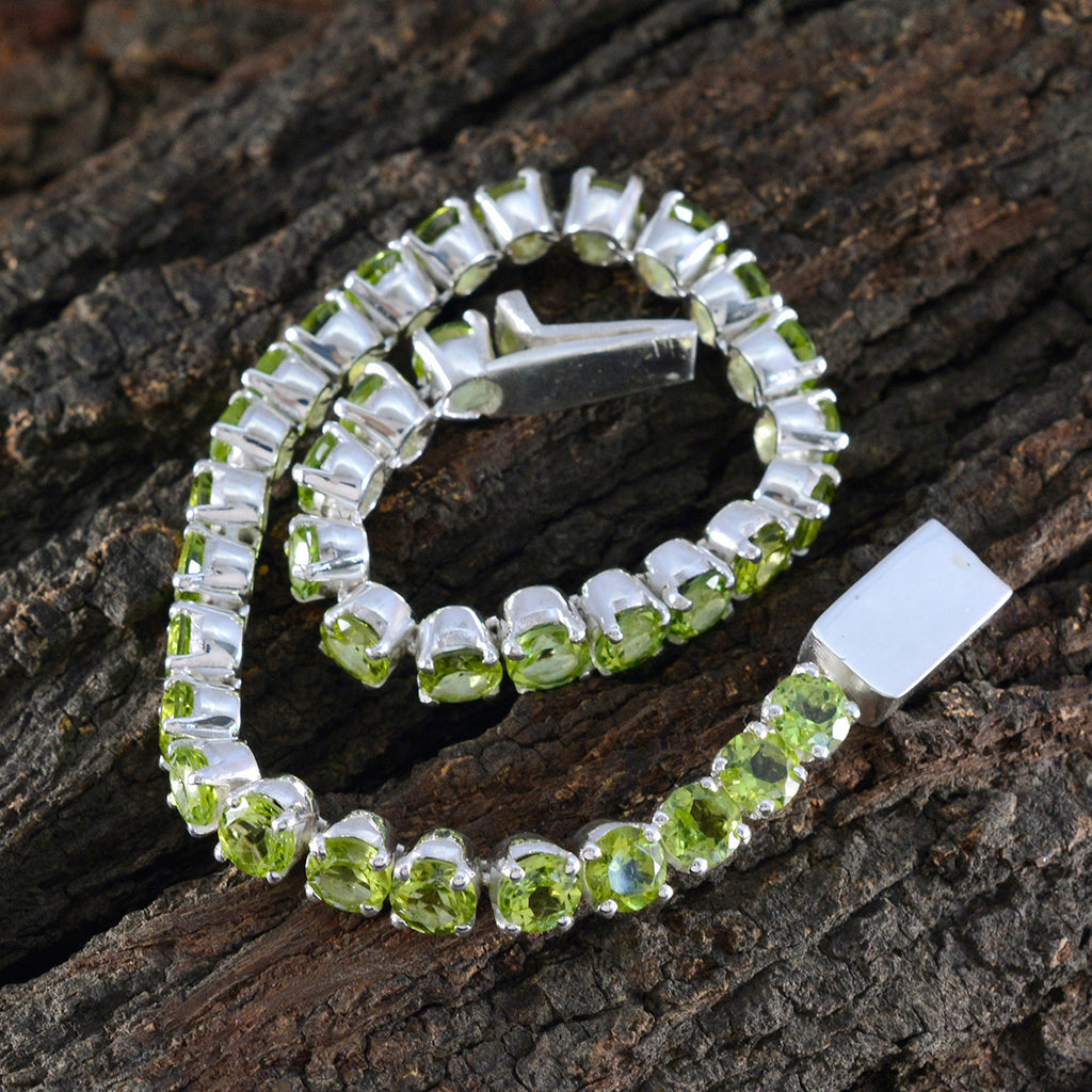 Peridot Shrove Tuesday Minimal Green Sterling Silver Tennis Bracelet