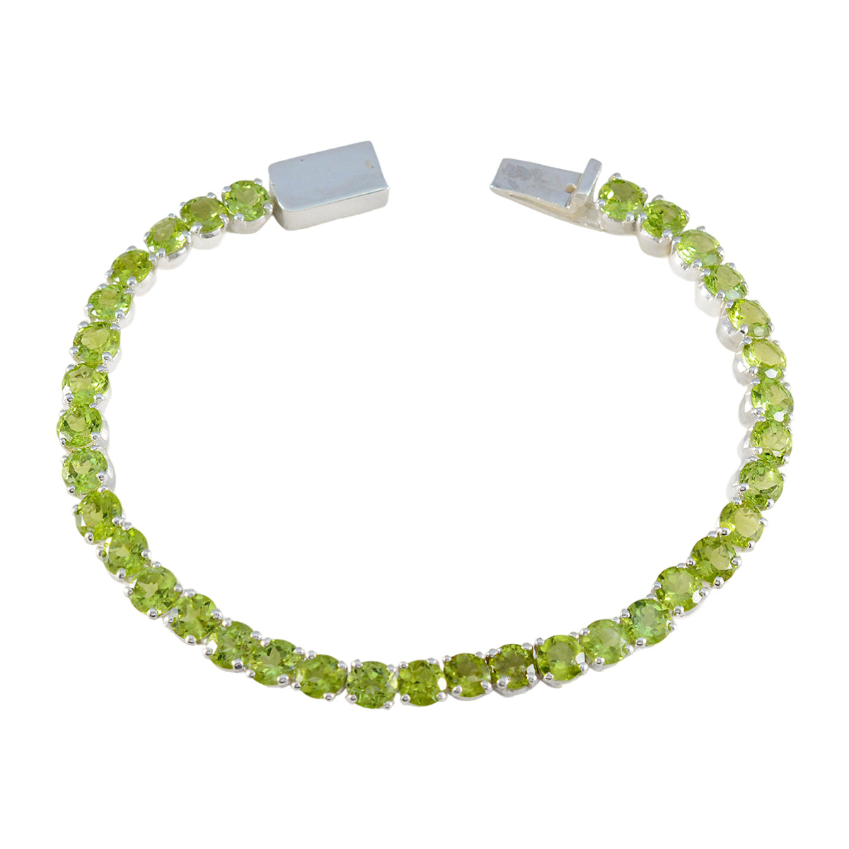 Peridot Shrove Tuesday Minimal Green Sterling Silver Tennis Bracelet
