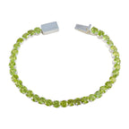 Peridot Shrove Tuesday Minimal Green Sterling Silver Tennis Bracelet