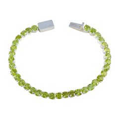 Peridot Shrove Tuesday Minimal Green Sterling Silver Tennis Bracelet