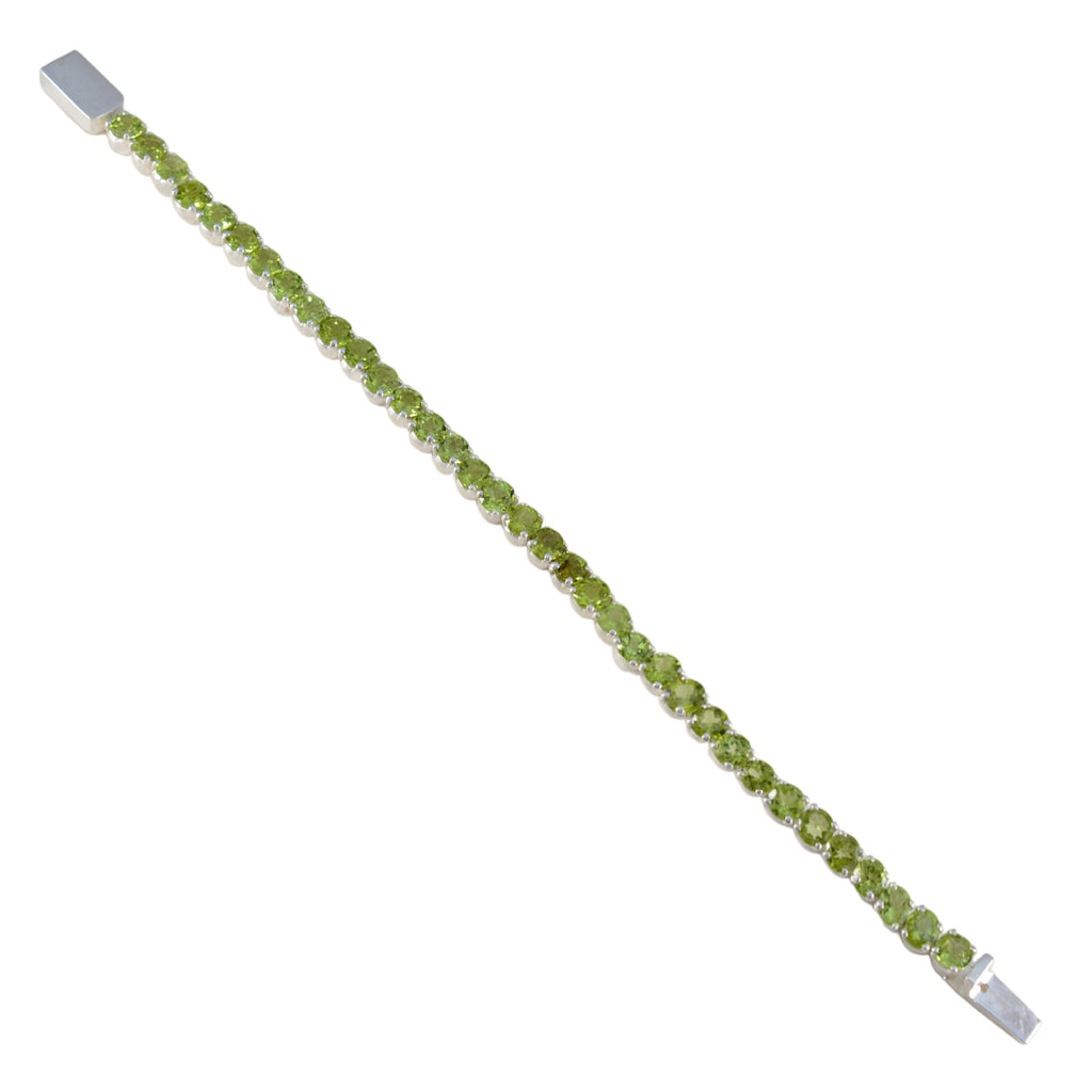 Peridot Shrove Tuesday Minimal Green Sterling Silver Tennis Bracelet