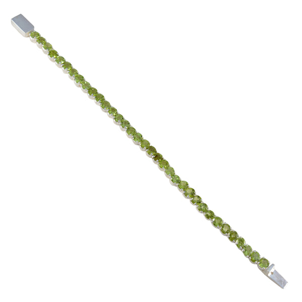 Peridot Shrove Tuesday Minimal Green Sterling Silver Tennis Bracelet